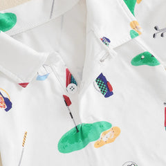 Baby Golf Romper, Half-Button Lapel Summer Jumpsuit