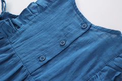 Ruffled Blue Vest Style Dress for Girls