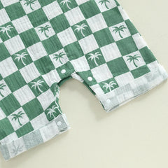 Checkered Tree Print Playsuit
