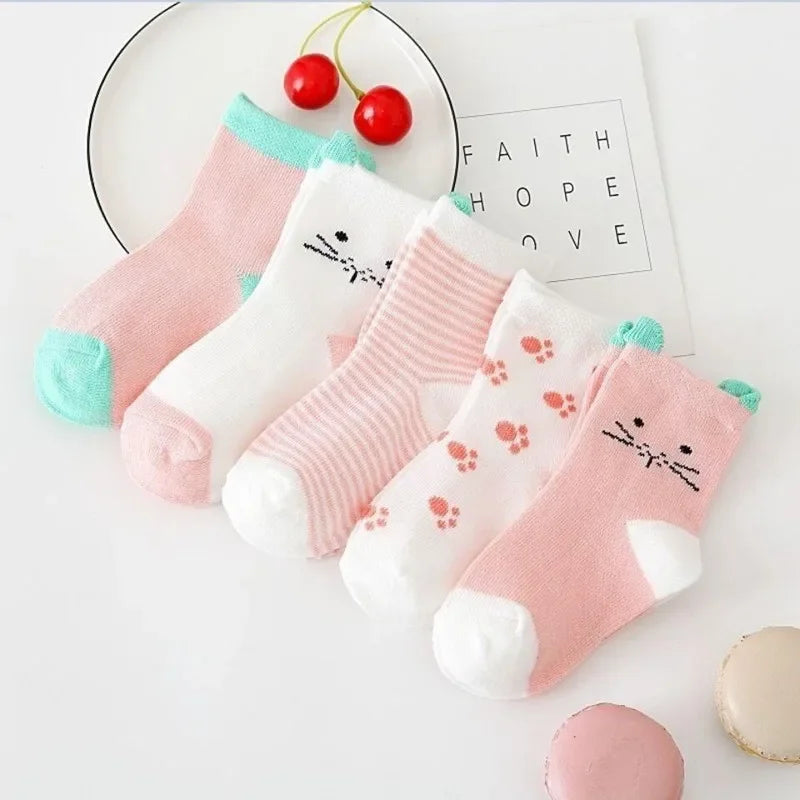 5 Pairs Cute Cat Baby Socks