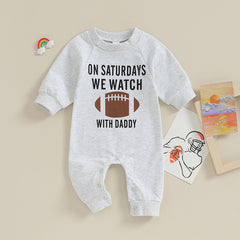 Baby Soccer Print Romper, Long-Sleeve Fall Jumpsuit