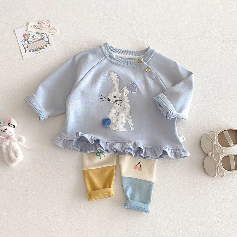 Children Girls Thin Style Denim Blue Pants - PAMU8