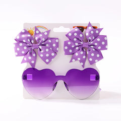 Kids' Heart Sunglasses and Hair Clip Set, 3 Pieces