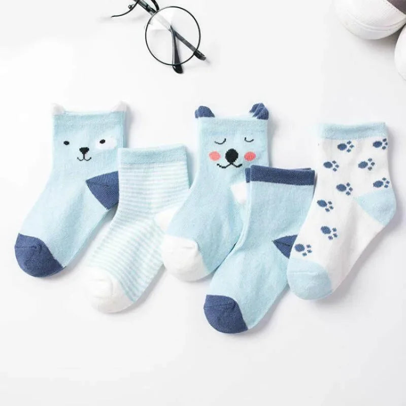 5 Pairs Cute Cat Baby Socks