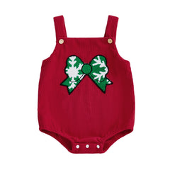 Embroidery Bow Christmas Bodysuit