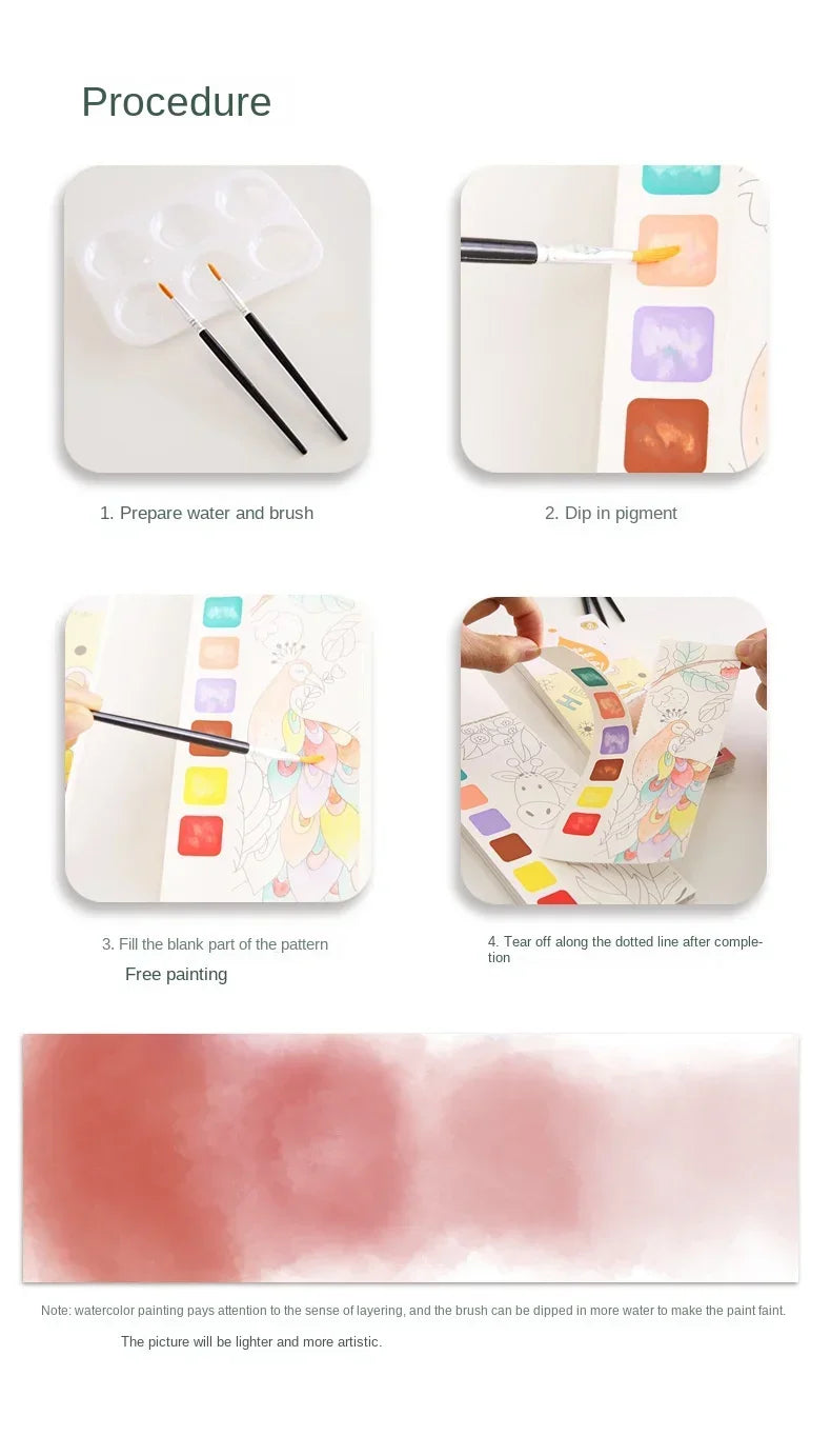 Portable Children Watercolor Painting Book - PAMU8