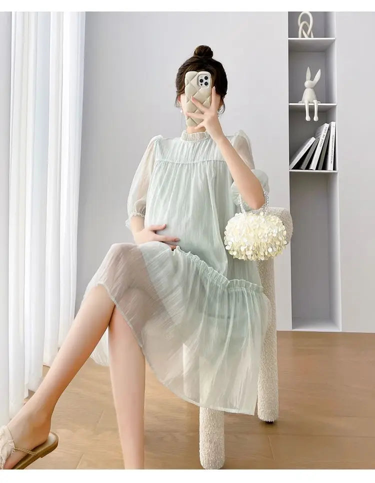 Doll Collar Chiffon Maternity Dresses