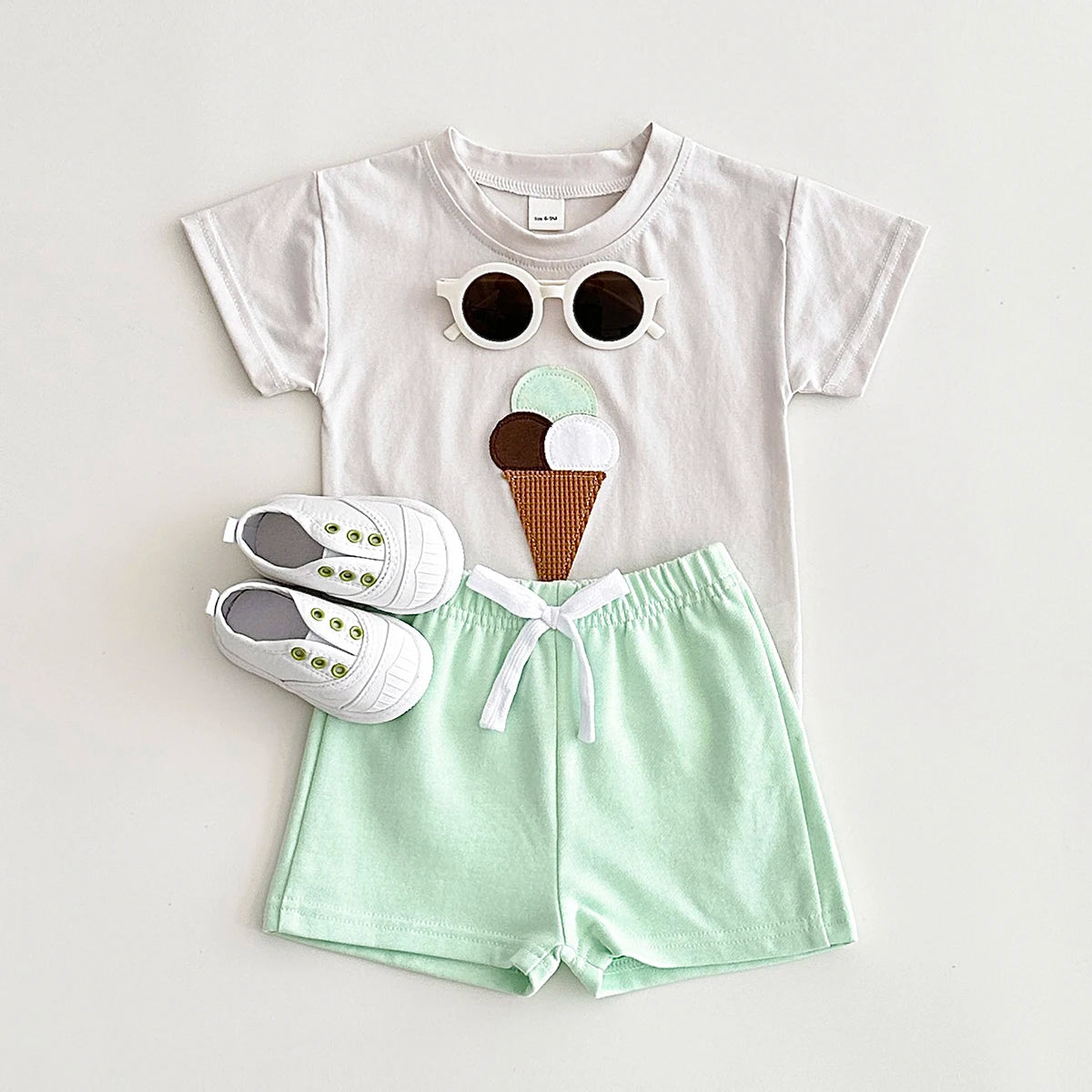 Baby Ice Cream Print T-shirt+Shorts