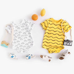 Baby Short-Sleeve Bodysuit, Summer Unisex Romper