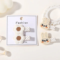 Baby Girls' Knitted Rabbit Hair Clips, 2-Piece Set
