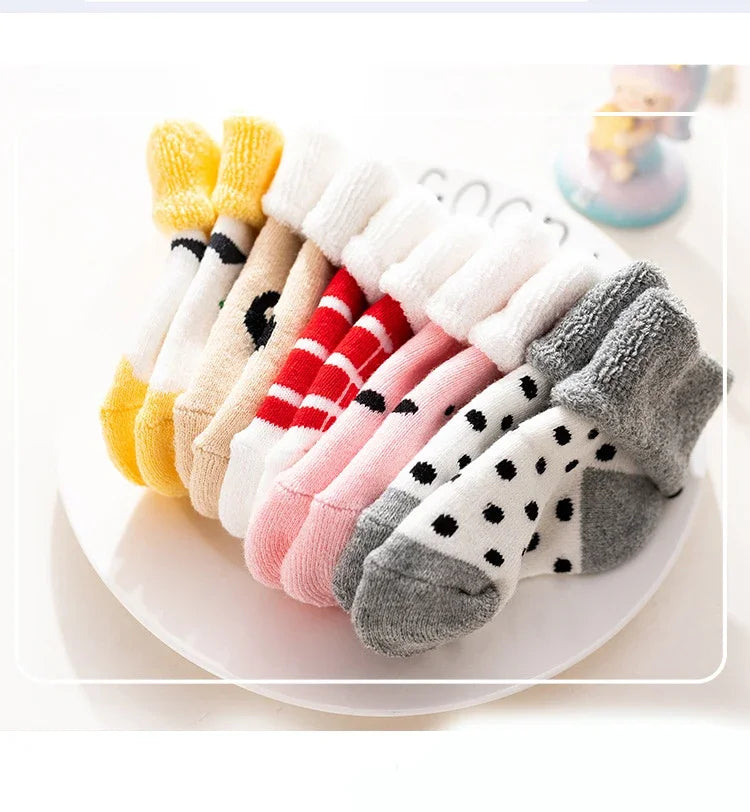 5 Pairs Warm Strip Baby Socks