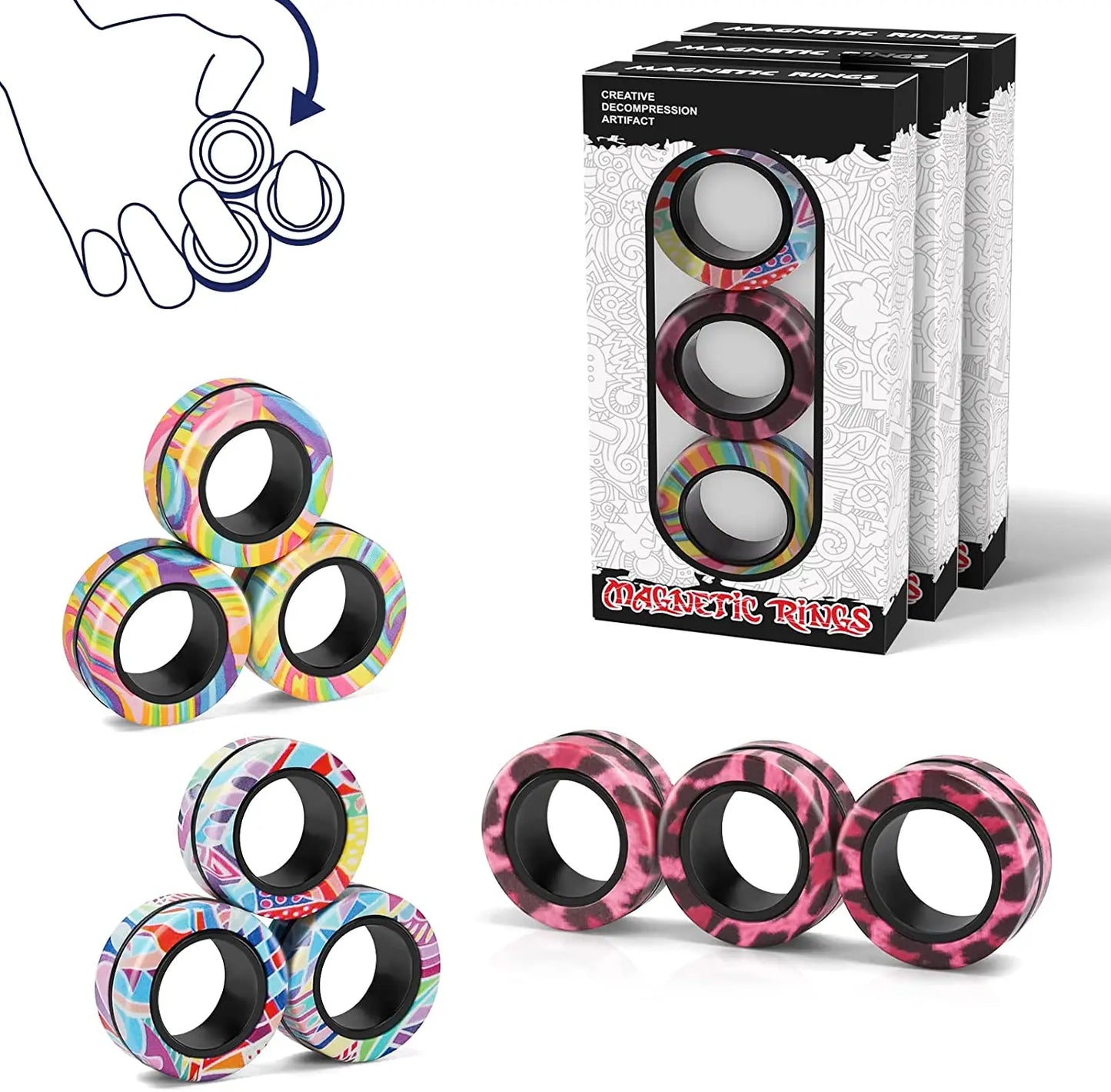 3pcs Finger Magnetic Colorful Toy