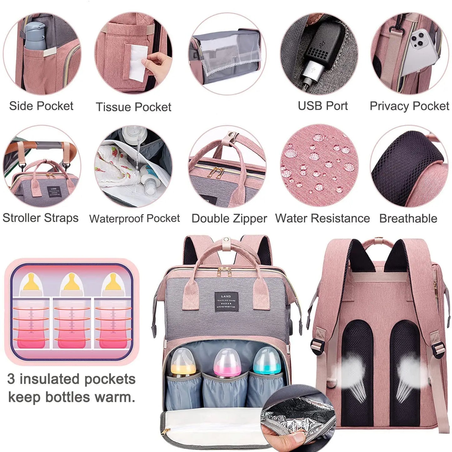 Backpack with Crib Bed & Diaper Bag