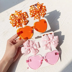 Kids' Heart Sunglasses and Hair Clip Set, 3 Pieces