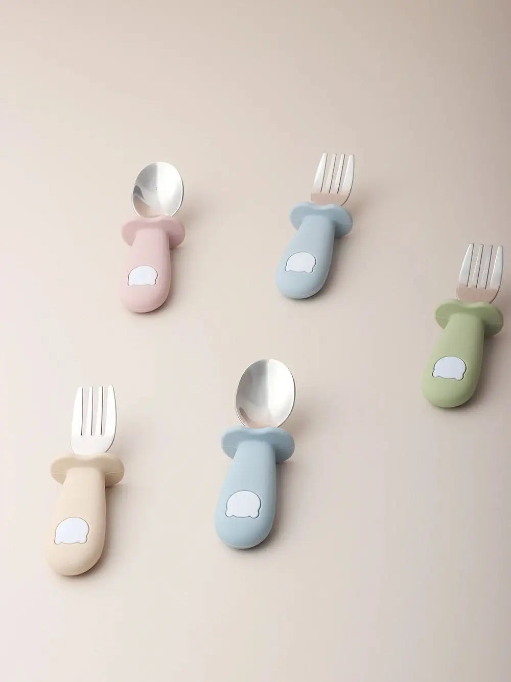 Baby panda shape silicone spoon and fork - PAMU8