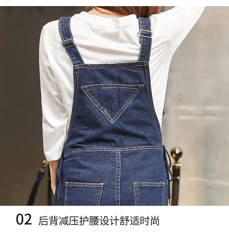 Wide Leg Denim Maternity Jumpsuits
