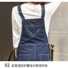 Wide Leg Denim Maternity Jumpsuits