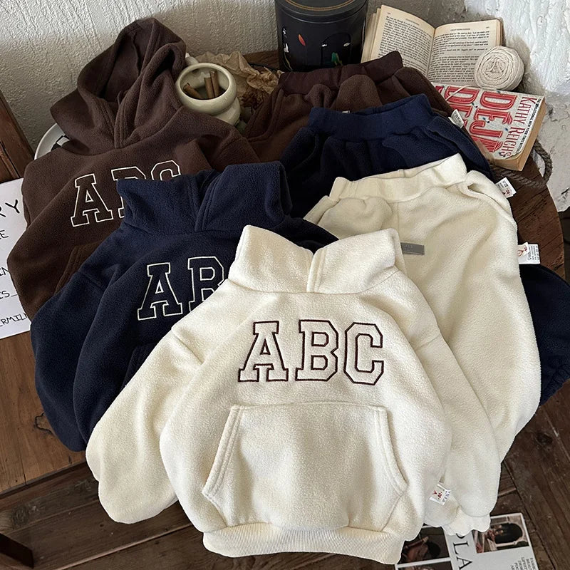 Fur Lining Boys Hoodie Set