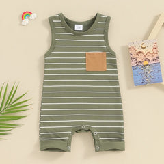 Striped Print Sleeveless Jumpsuit