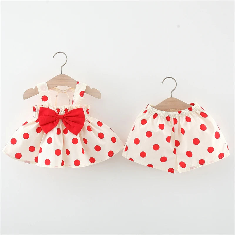 Bow Strap Dot Print Set