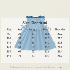 Ruffled Blue Vest Style Dress for Girls