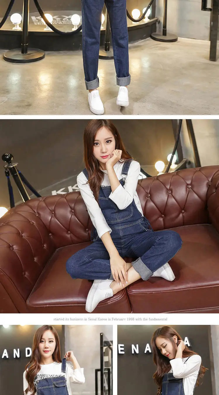 Wide Leg Denim Maternity Jumpsuits