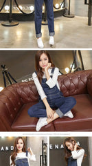 Wide Leg Denim Maternity Jumpsuits