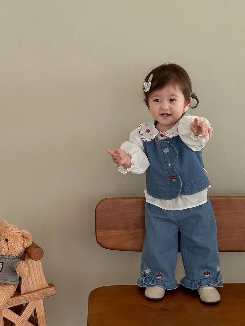 Girls Embroidered Rabbit Blouse