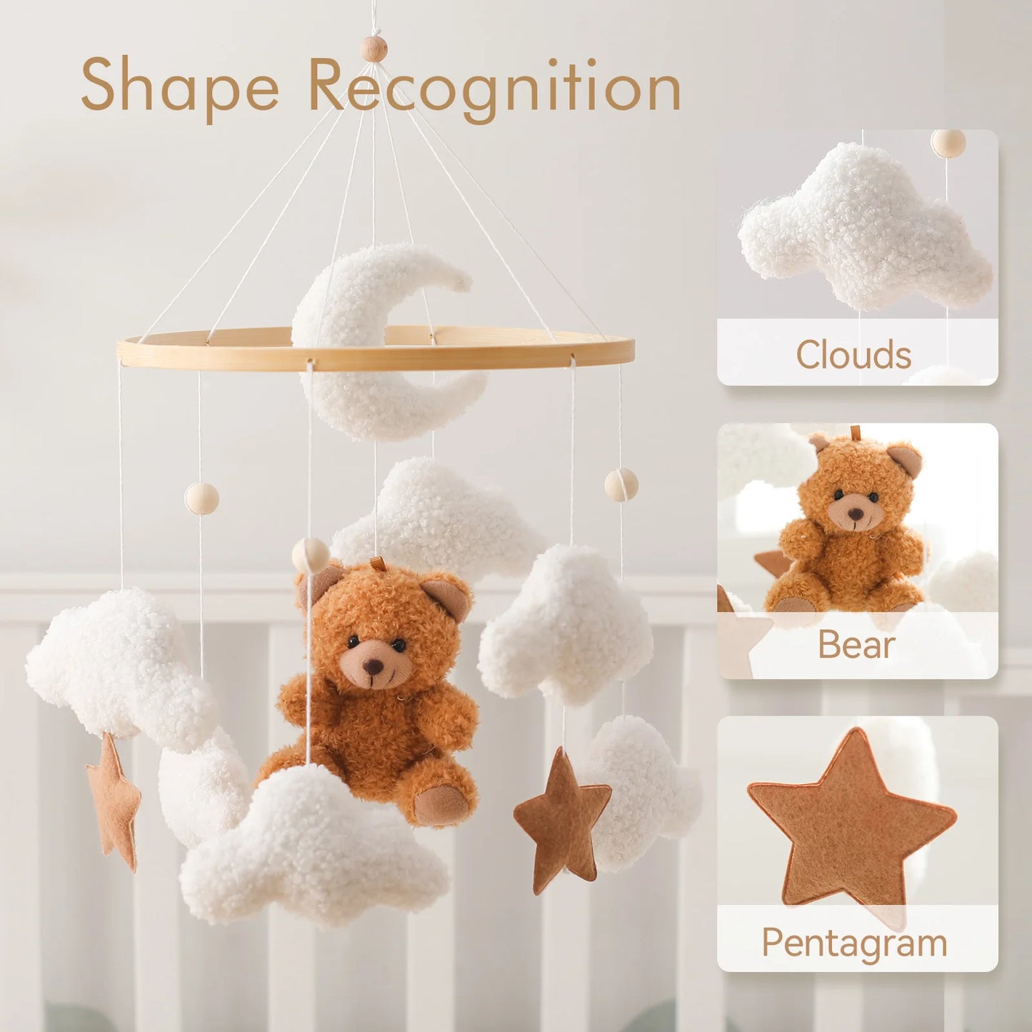Baby Crib Mobile Wooden Rattle Toy