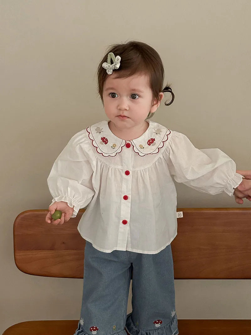 Girls Embroidered Rabbit Blouse