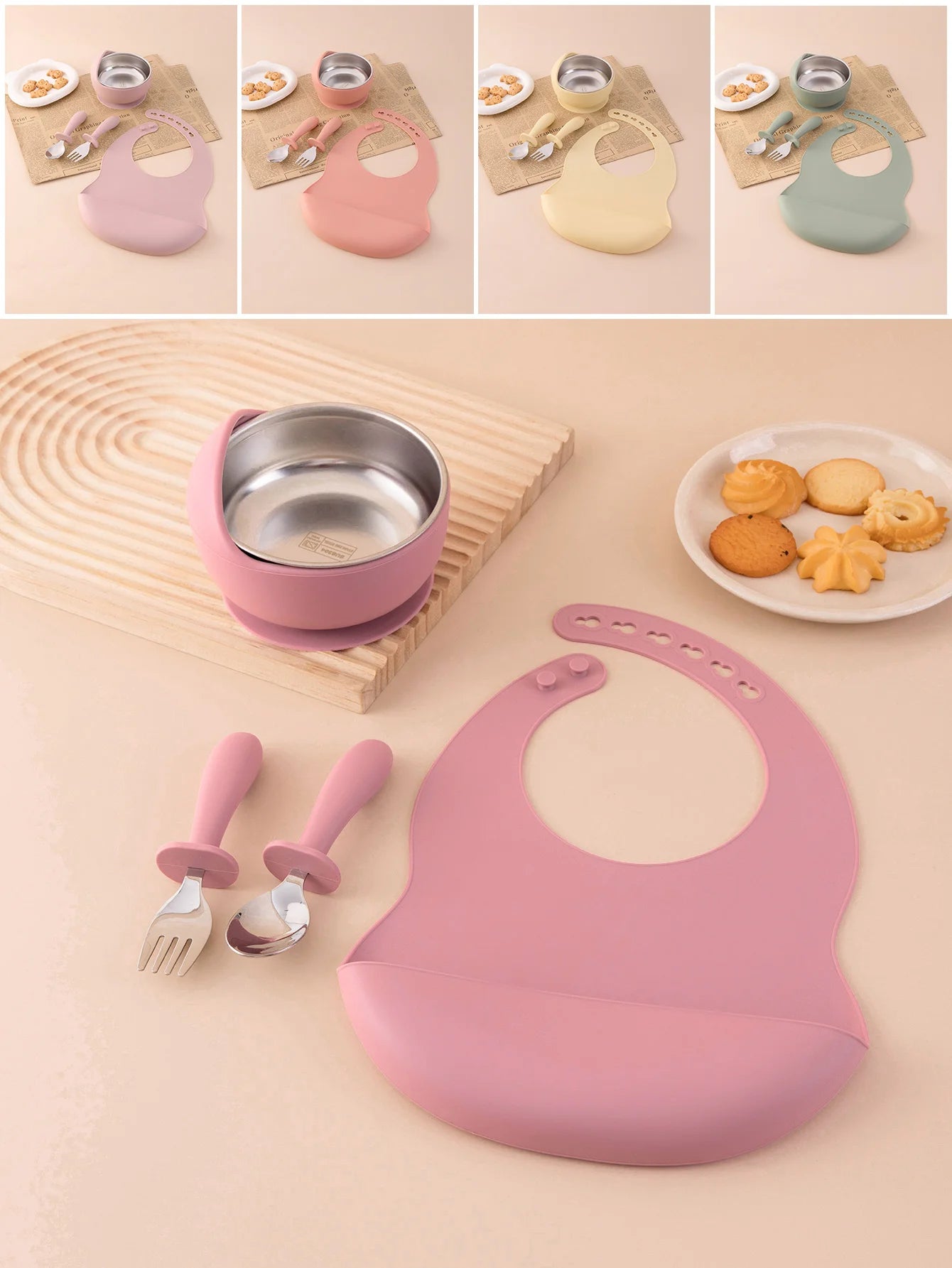 4PCS Stainless Steel Baby Feeding Set