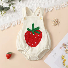 Rainbow Strawberry Embroidery Romper