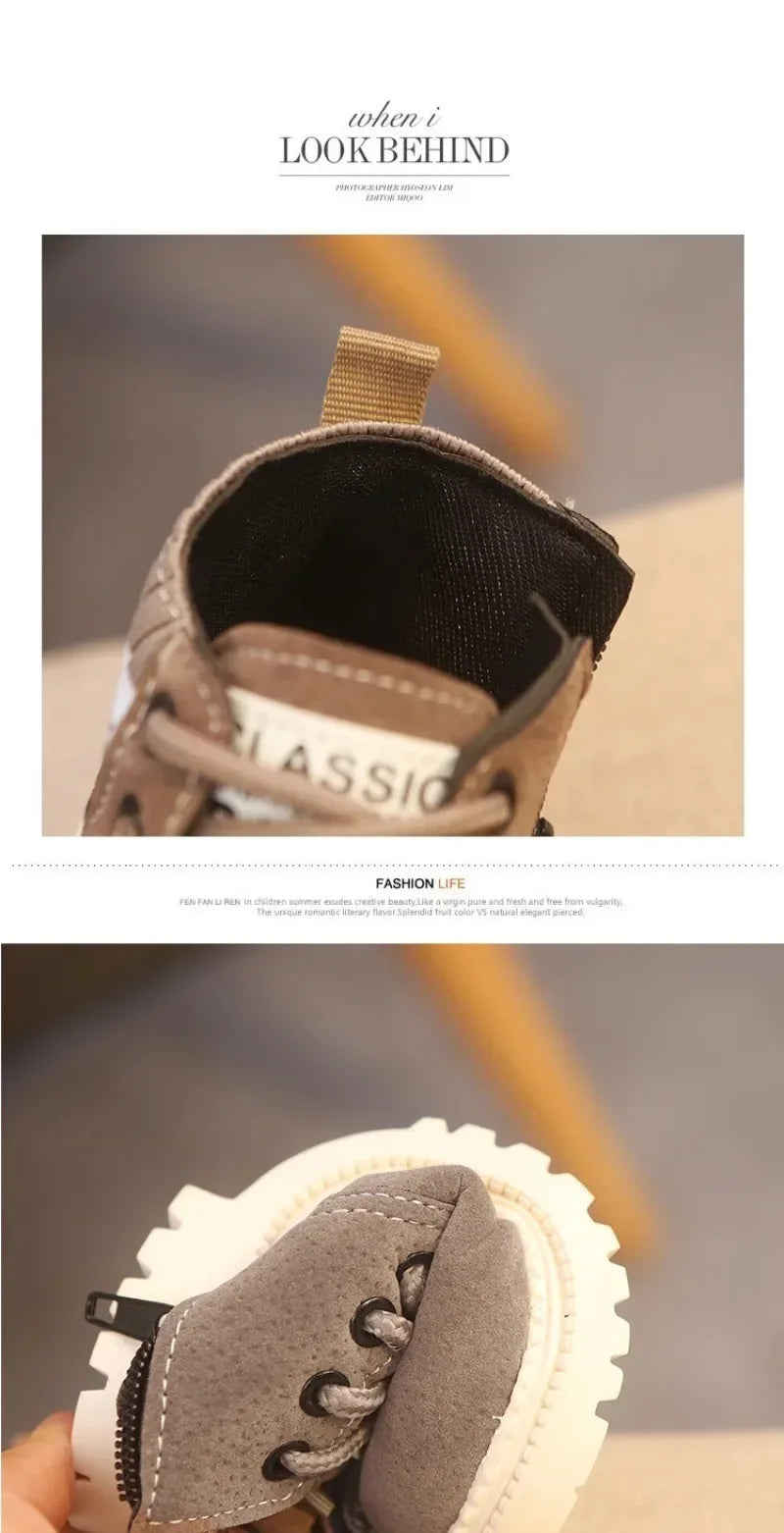 2 Style Plush Kids Winter Boots