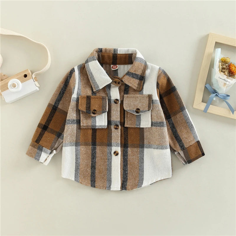 Boy Plaid Shirt Jacket Coat