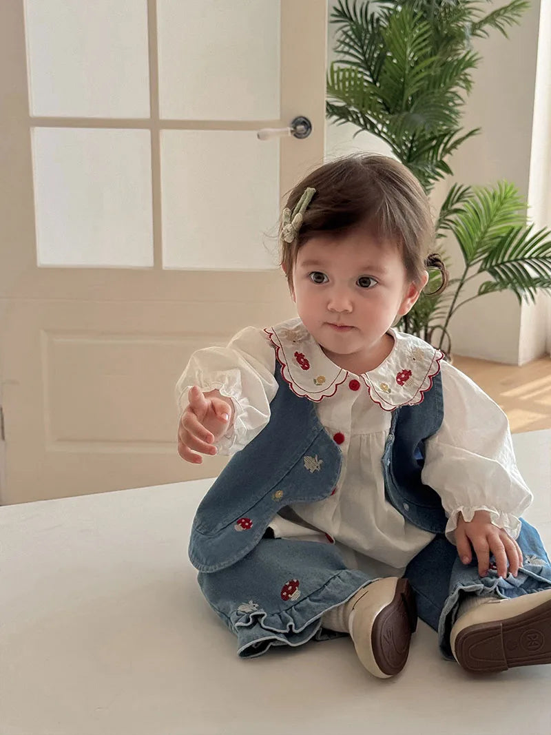 Girls Embroidered Rabbit Blouse