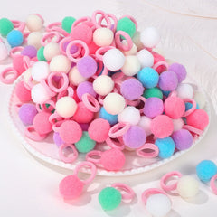 Plush Ball Hair Ties, 40-Pack Elastic Bands for Girls