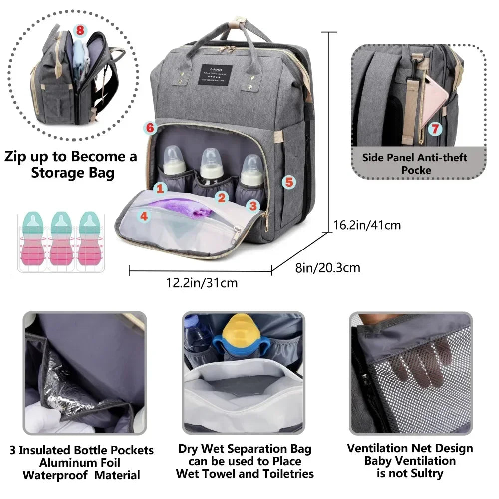 Backpack with Crib Bed & Diaper Bag