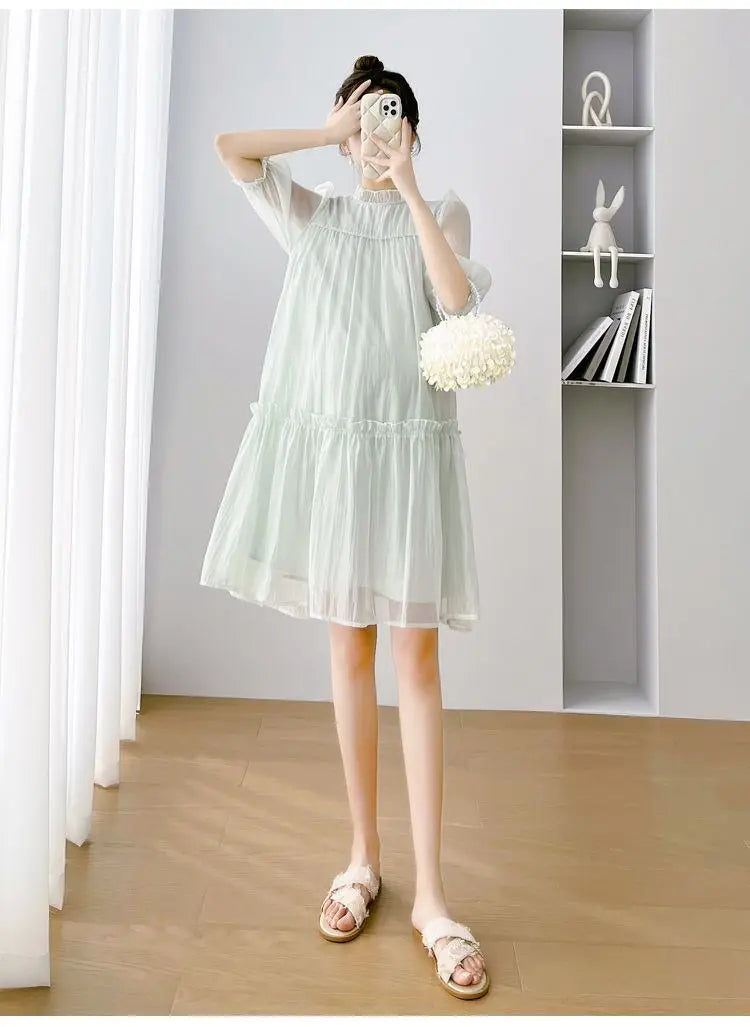 Doll Collar Chiffon Maternity Dresses