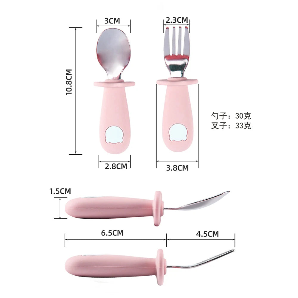 Baby panda shape silicone spoon and fork - PAMU8