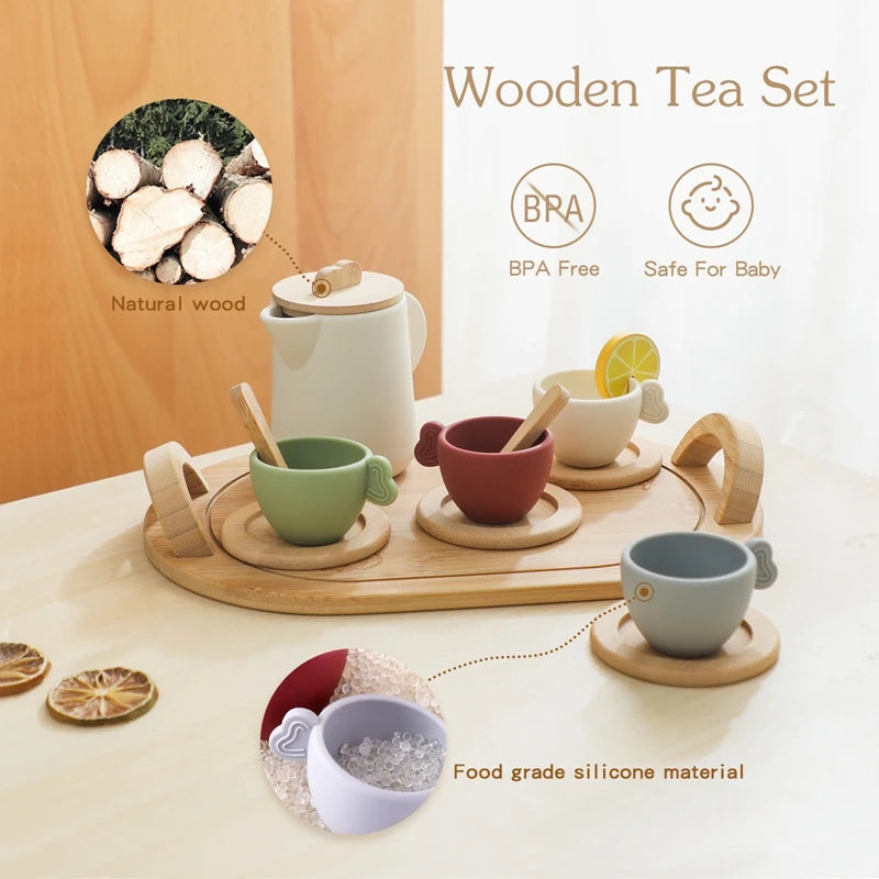 Tea Set Wooden Pretend Play Toys