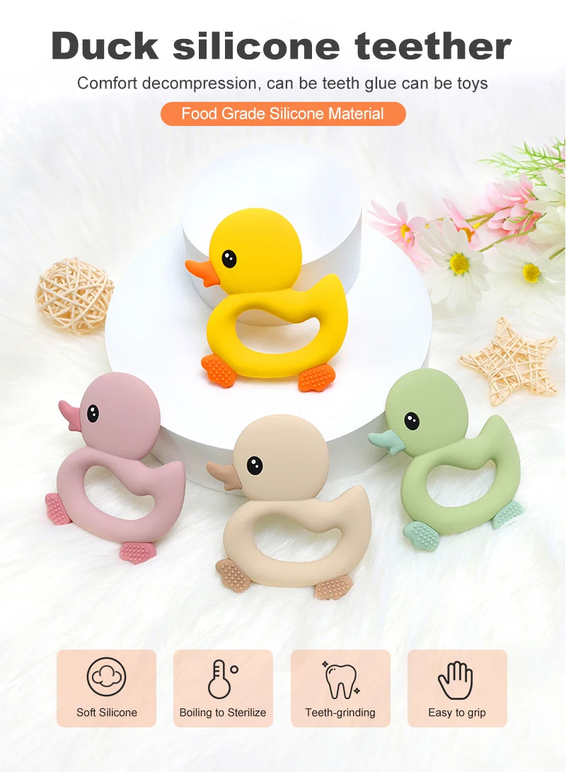 Baby Teether Toys Cartoon Duck Silicone Teether - PAMU8