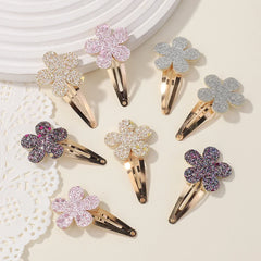 Glitter Rainbow Flower Hairpins
