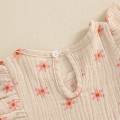 Baby Girl Floral Fly-Sleeve Romper Set | Summer Bowknot Outfit