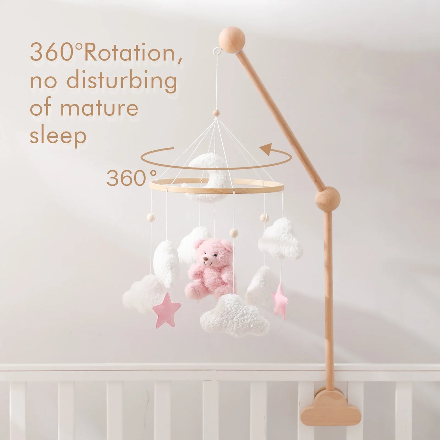Baby Crib Mobile Wooden Rattle Toy