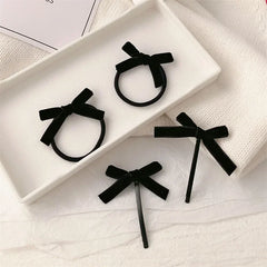 Velvet Bow Elastic Hairpins