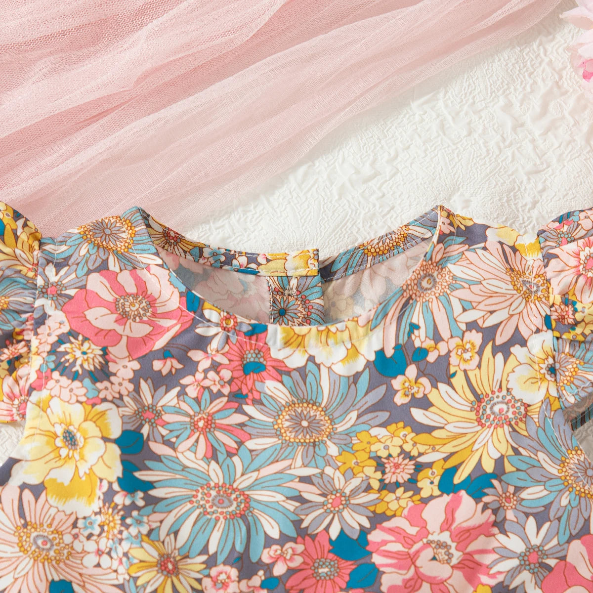 Baby Girl Set Summer Flower Print Casual Baby Girl Dress Set Fashion Baby Girl Dress Set