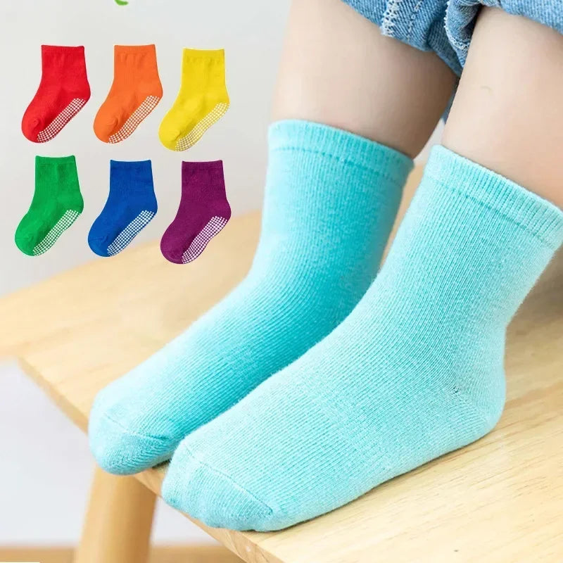 6 Pairs Spring Kids Anti-slip Socks
