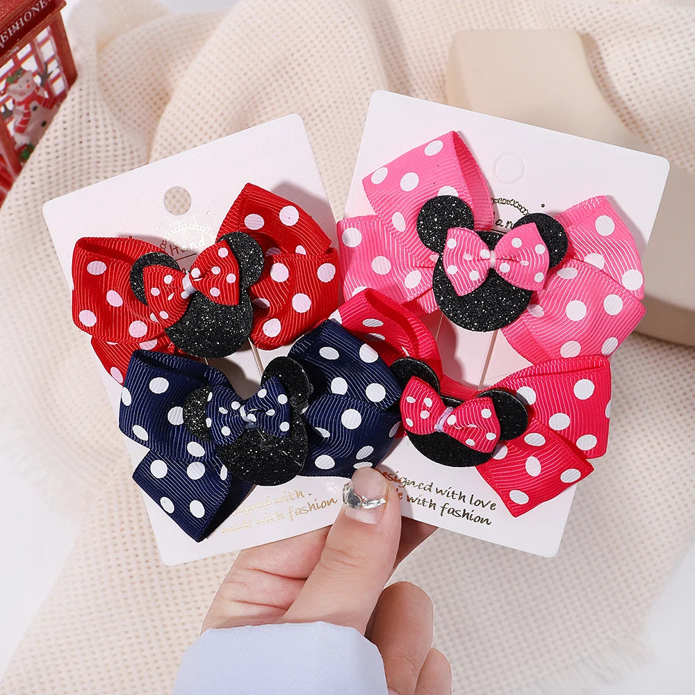 Polka Dot Bow Hair Clips