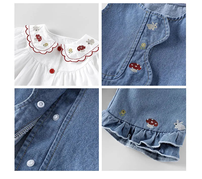 Girls Embroidered Rabbit Blouse