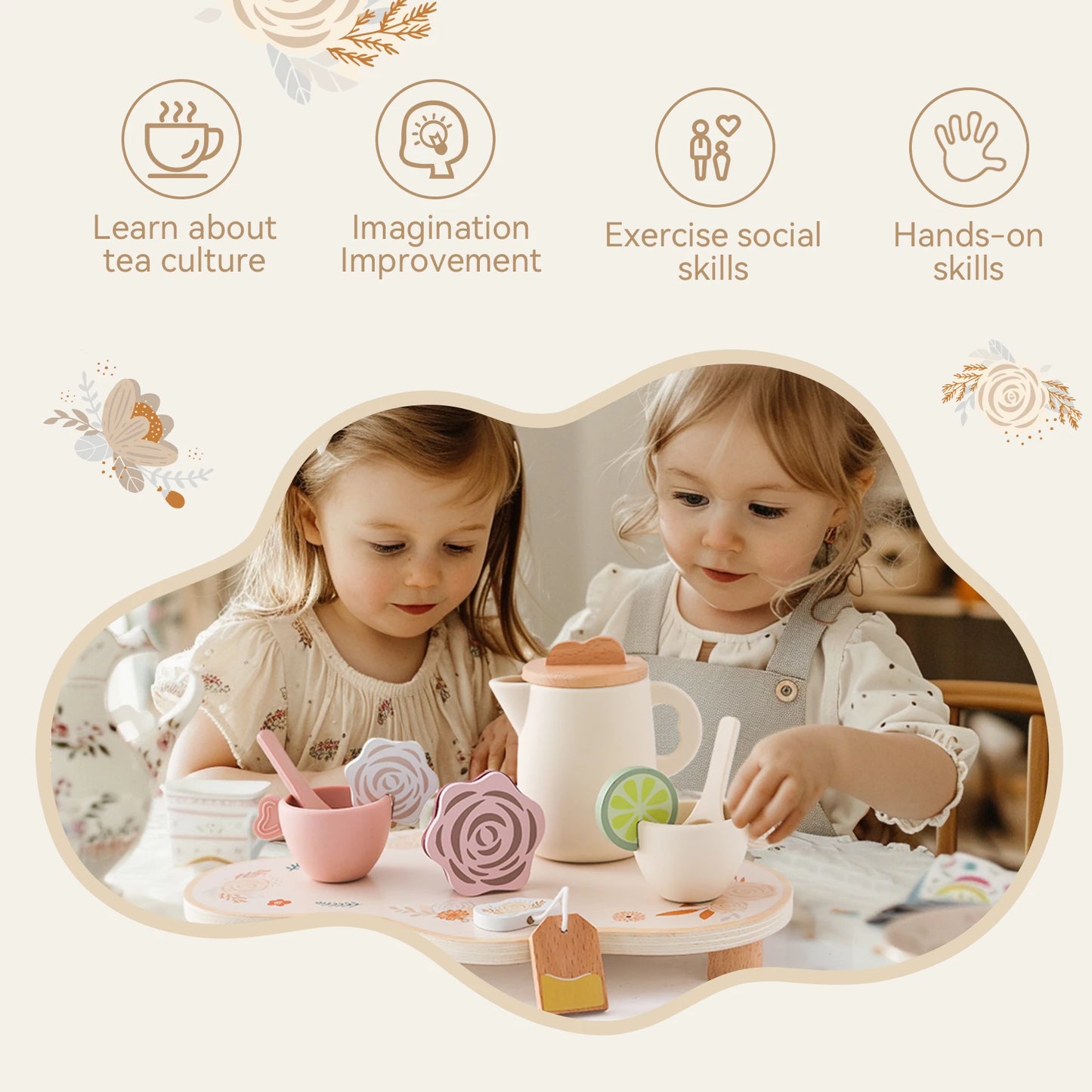 Tea Set Wooden Pretend Play Toys